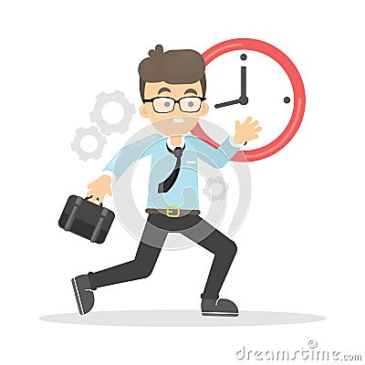 Businessman with time. Vector Illustration