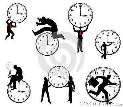 Businessman and Time Concepts Cartoon Illustration