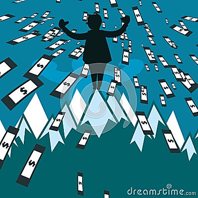 Businessman on top of the world Vector Illustration