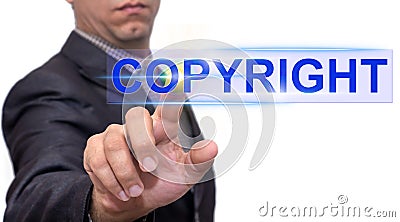 Copyright text with businessman Stock Photo