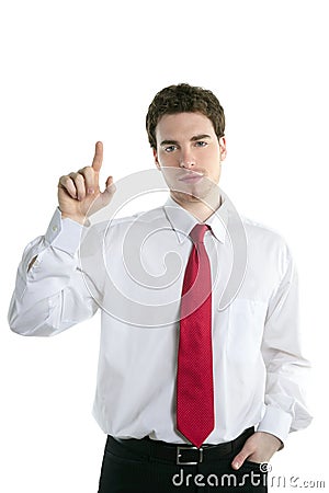 Businessman touch finger copy space pad Stock Photo