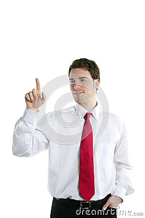 Businessman touch finger copy space pad Stock Photo