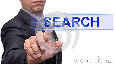 Search text with businessman Stock Photo