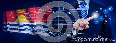 Businessman touching data analytics process system with KPI financial charts, dashboard of stock and marketing on virtual Stock Photo