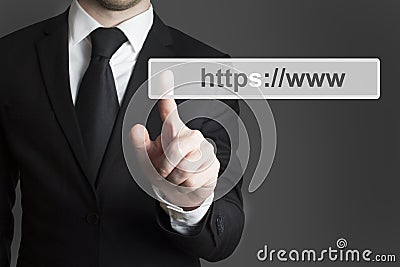 Businessman touchscreen https secure internet Stock Photo