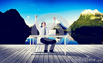 Businessman Travel Destination Working Success Relax Concept Stock Photo