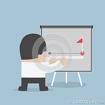 Businessman try to measuring path to success Vector Illustration