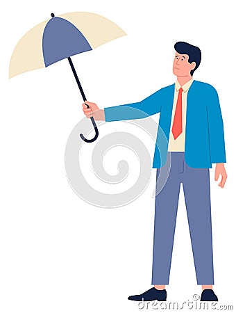 Businessman with umbrella. Business protection. Insurance concept Vector Illustration