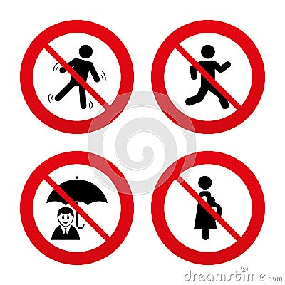 Businessman with umbrella. Human running symbol Vector Illustration