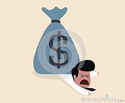 Businessman under big money Stock Photo