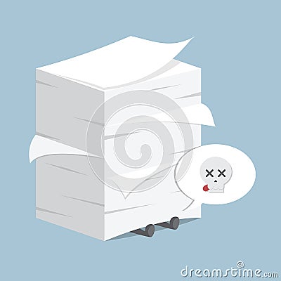 Businessman under the stack of paper Vector Illustration