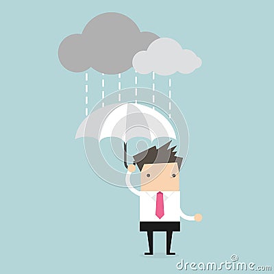 Businessman under an umbrella in the rain Vector Illustration