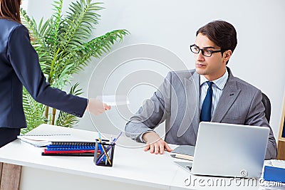 The businessman in unethical business concept with bribe Stock Photo