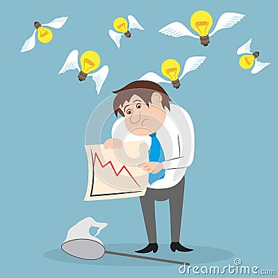 Businessman unhappy with stock trading Vector Illustration