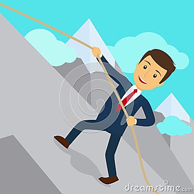 Businessman uphill climb Vector Illustration