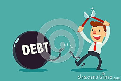 Businessman use pliers to cut the chain and debt metal ball Vector Illustration