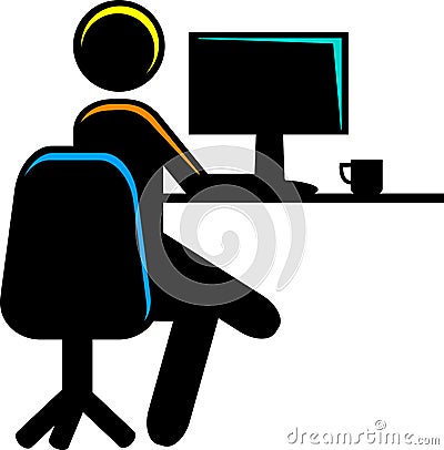 Businessman using computer Vector Illustration