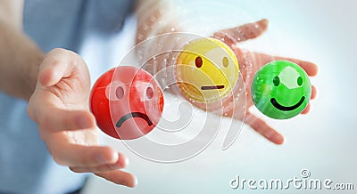 Businessman using customer satisfaction rating 3D rendering Stock Photo