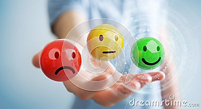 Businessman using customer satisfaction rating 3D rendering Stock Photo