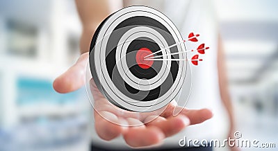 Businessman using 3D rendering target Stock Photo