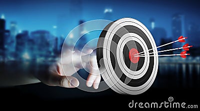 Businessman using 3D rendering target Stock Photo