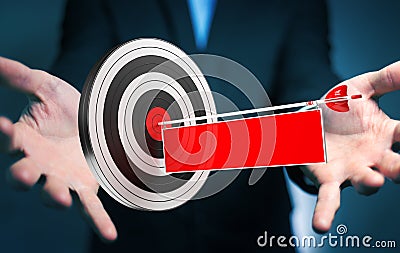 Businessman using 3D rendering target Stock Photo