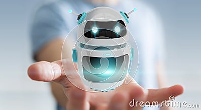 Businessman using digital chatbot robot application 3D rendering Stock Photo