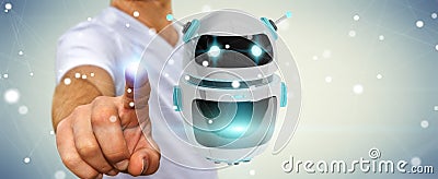 Businessman using digital chatbot robot application 3D rendering Stock Photo