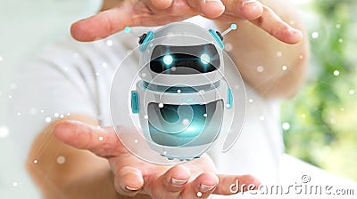 Businessman using digital chatbot robot application 3D rendering Stock Photo