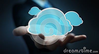 Businessman using digital cloud 3D rendering Stock Photo