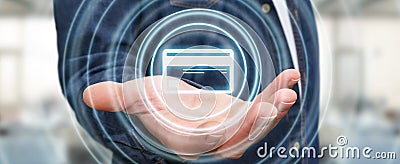 Businessman using digital payment interface 3D rendering Stock Photo