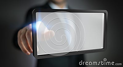 Businessman using digital screens tablet 3D rendering Stock Photo