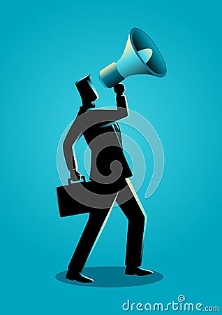 Businessman using a megaphone Vector Illustration