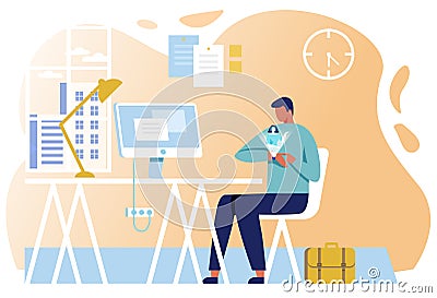 Businessman Using Smart Watch for Communication Vector Illustration