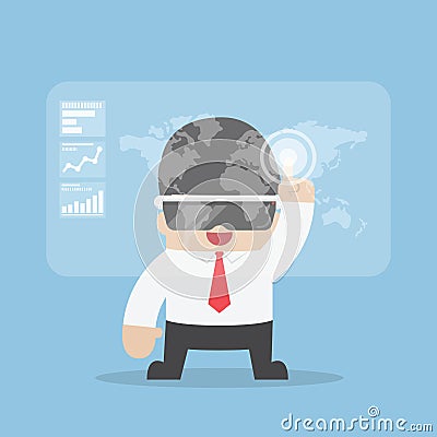 Businessman using virtual reality headset or VR glasses Vector Illustration