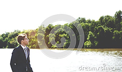 Businessman Vision Strategy Inspiration Business Travel Concept Stock Photo