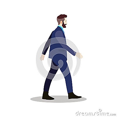 Businessman walking with isolated white background.Smart business man full body Vector Illustration