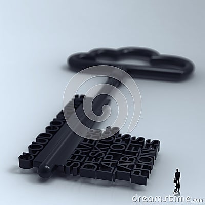 Businessman walking to Cloud computing Stock Photo