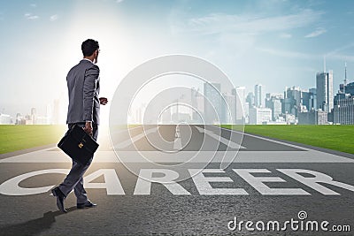 The businessman walking towards his career aspirations Stock Photo