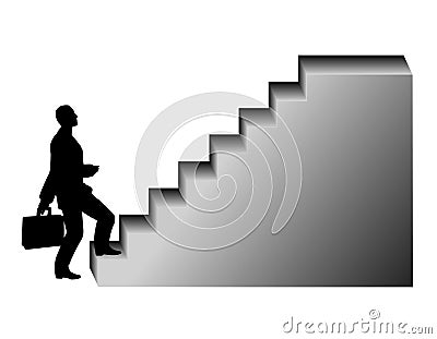 Businessman Walking Up Stairs Cartoon Illustration