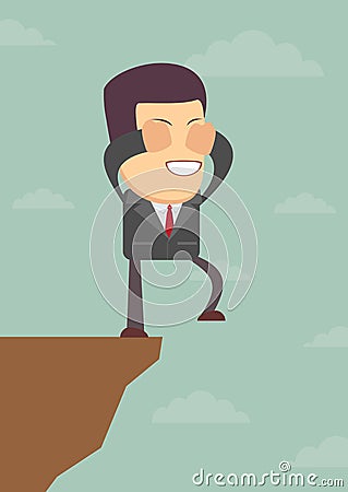 Businessman walks off a cliff. Vector illustration Vector Illustration