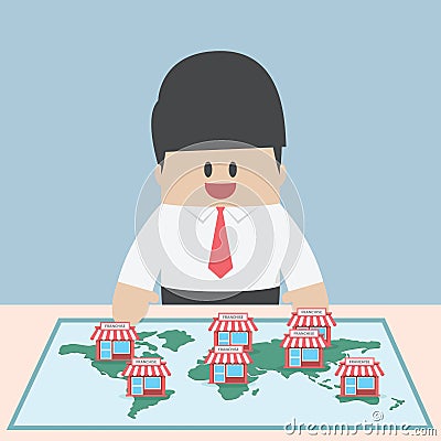 Businessman want to expand his business, Franchise Concept Vector Illustration