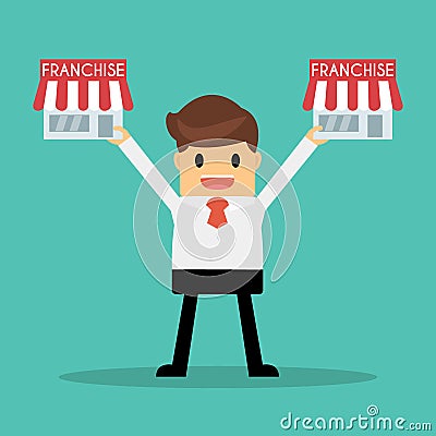 Businessman want to expand his business, franchise concept. Vector Illustration