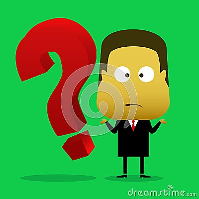 A businessman was confused and next to it there is a question mark Vector Illustration
