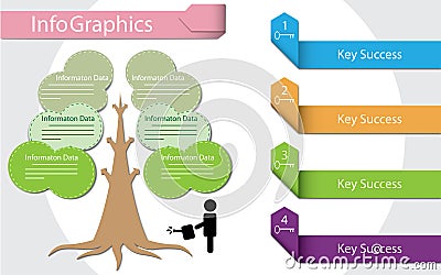 Businessman watering tree, infographic concept Vector Illustration