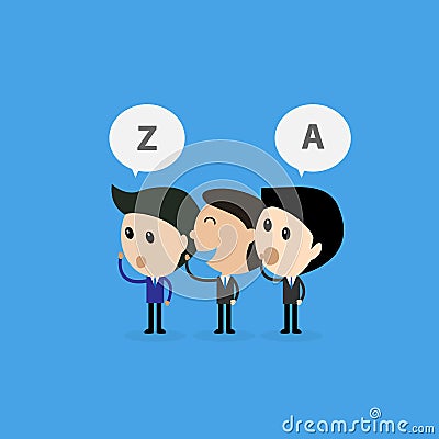 Businessman whisper some message to others wrong communication Vector Illustration