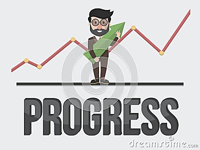 Businessman Proud Of His Business Progress Illustration Vector Illustration