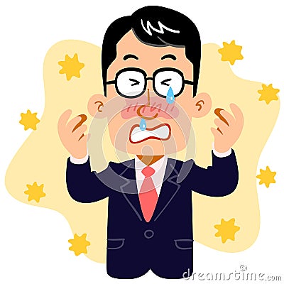 The businessman who suffers from hay fever Vector Illustration