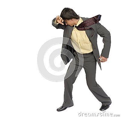 Businessman in the wind Stock Photo