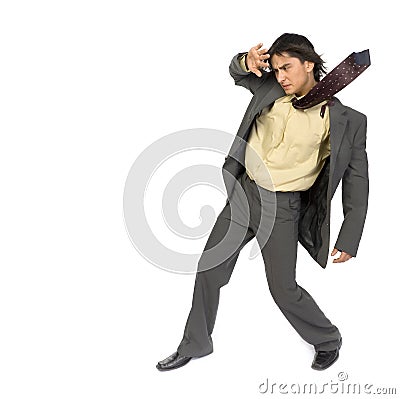 Businessman in the wind Stock Photo